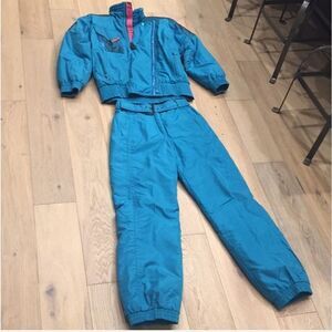Kaelin Vintage 2 Piece Teal Ski Suit Size 6